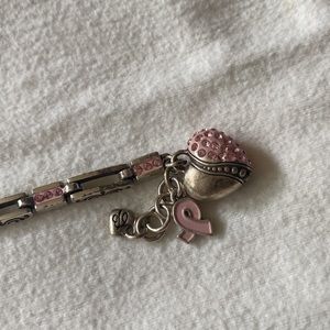 Brighton bracelet, silver with pink Swarovski  crystals